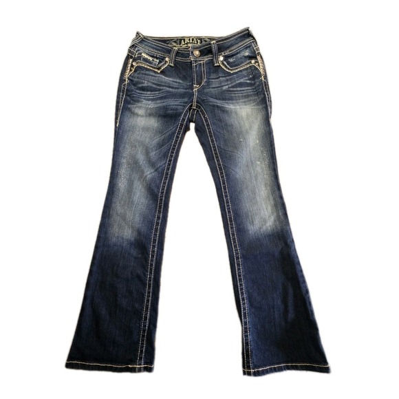 Ariat Denim - Ariat Ruby Denim Jeans Women 26x30 Thick Stitch Embellished Western Boot Cut